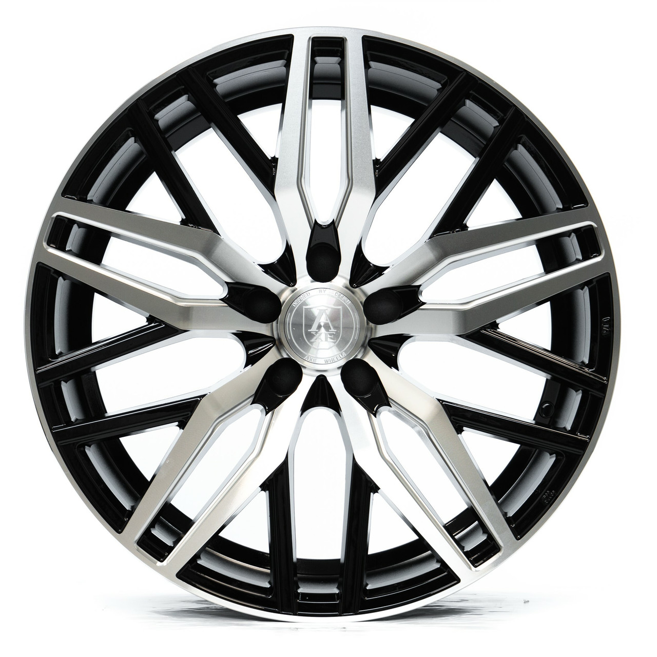 Set 4 22" Axe Wheels EX30 Black & Polished Face 22x10.5 Wheels 5x130 25mm Rims